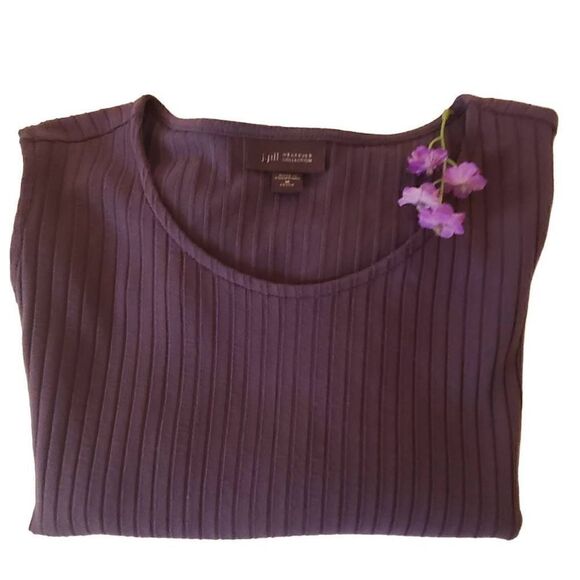 J Jill Womens Ribbed Sleeveless Shift Grey Casual Dress Medium Petite - Picture 6 of 12